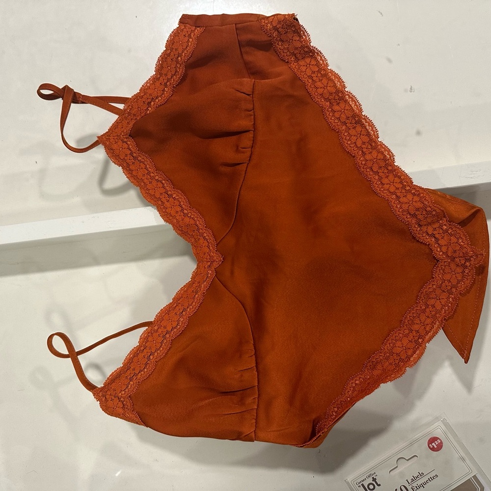 Lace Trim Orange crop  Top